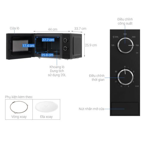 kich thuoc lo vi song samsung ms20a3010al sv