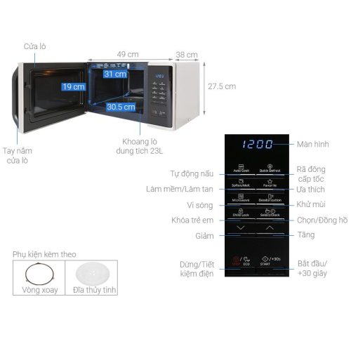 kich thuoc lo vi song samsung ms23k3513as sv